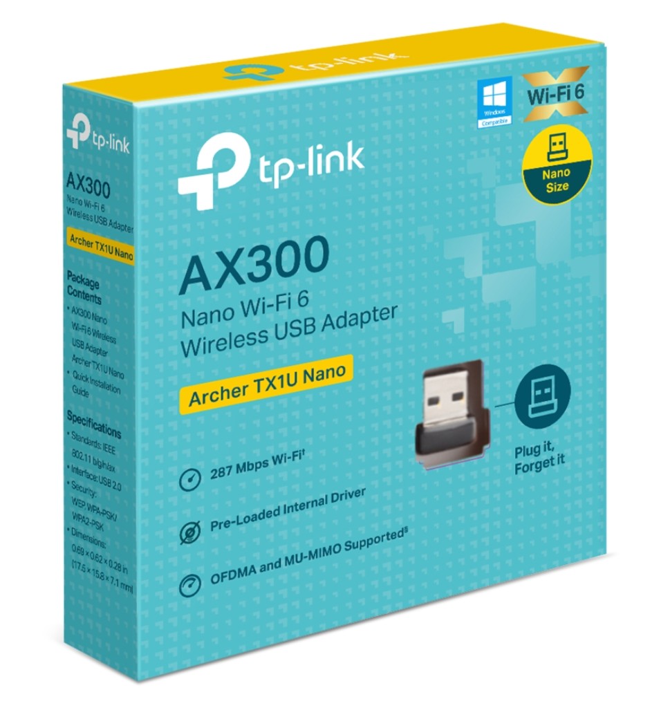 TP-Link Archer TX1U Nano AX300 Nano Wi-Fi 6 Wireless USB Adapter , 287 Mbps at 2.4 GHz ,  Interna...