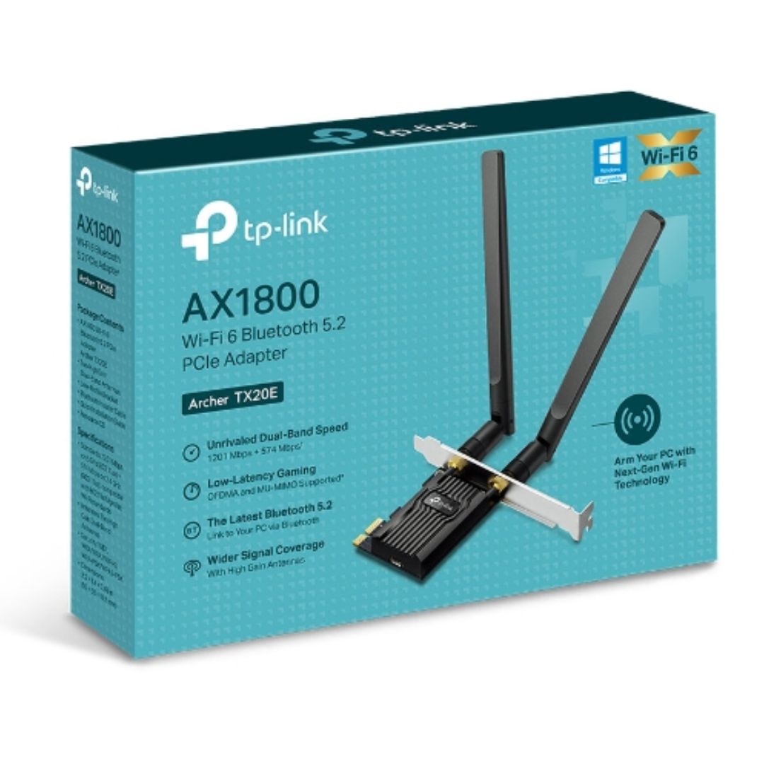 TP-Link Archer TX20E AX1800 Wi-Fi 6 Bluetooth 5.2 PCIe Adapter, 1201Mbps@5GHz, 574Mbps@2.4GHz - N...
