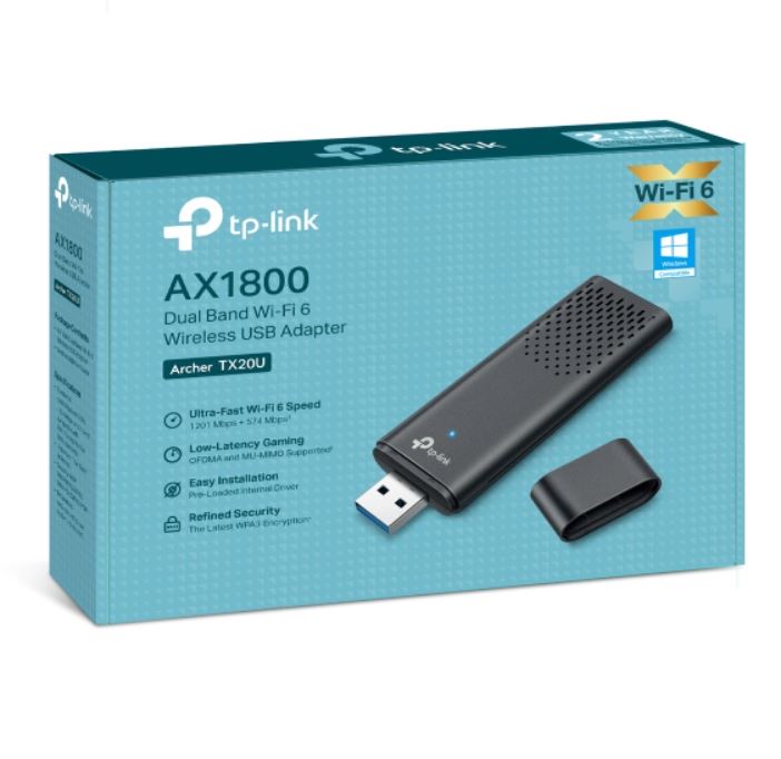 TP-Link Archer TX20U AX1800 Dual Band Wi-Fi 6 Wireless USB Adapter, 1201 Mbps at 5 GHz + 574 Mbps...