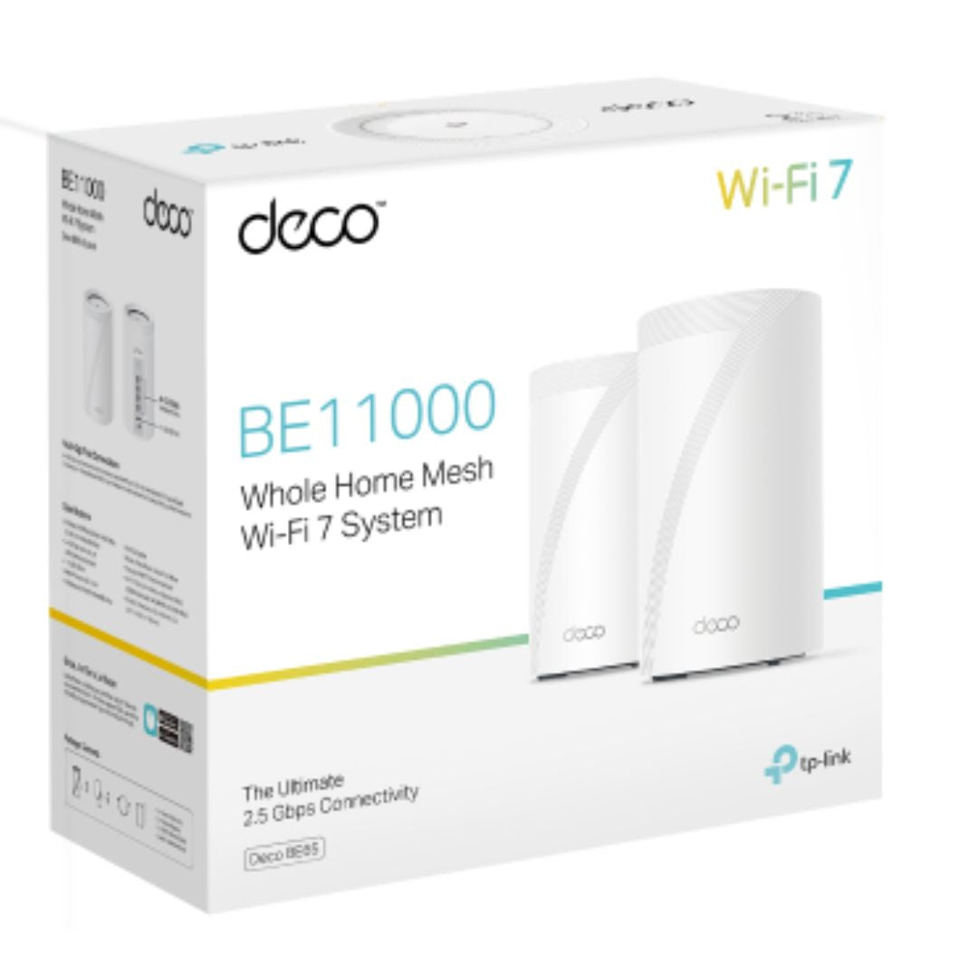 TP-Link Deco BE65(2-pack) BE11000 Whole Home Mesh Wi-Fi 7 System  (WIFI7)  574 Mbps at 2.4 GHz +...