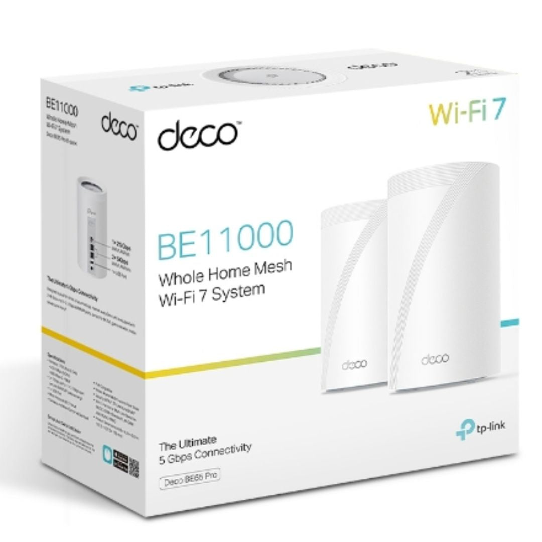 TP-Link Deco BE65 Pro(2-pack) BE11000 Whole Home Mesh WiFi 7 System, 688 Mbps at 2.4 GHz + 4320 M...
