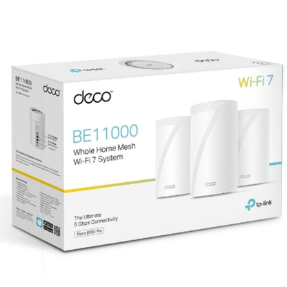 TP-Link Deco BE65 Pro(3-pack) BE11000 Whole Home Mesh WiFi 7 System, 688 Mbps at 2.4 GHz + 4320 M...