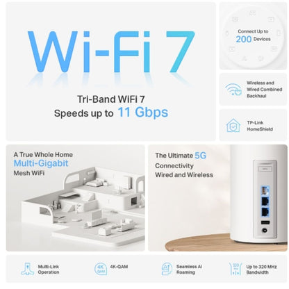 TP-Link Deco BE65 Pro(3-pack) BE11000 Whole Home Mesh WiFi 7 System, 688 Mbps at 2.4 GHz + 4320 M... - Image 3