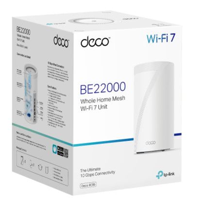 TP-Link Deco BE85(1-pack) BE22000 Tri-Band Whole Home Mesh Wi-Fi 7 System (WIFI7), 1376 Mbps at 2...