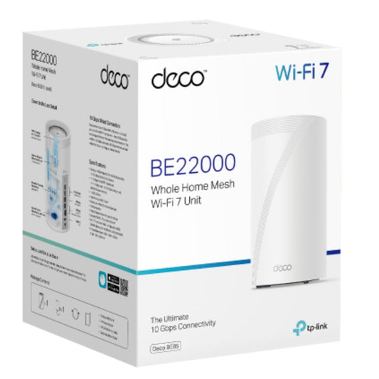 TP-Link Deco BE85(1-pack) BE22000 Tri-Band Whole Home Mesh Wi-Fi 7 System (WIFI7), 1376 Mbps at 2...