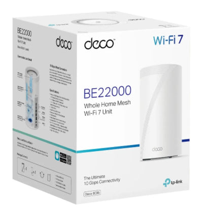 TP-Link Deco BE85(1-pack) BE22000 Tri-Band Whole Home Mesh Wi-Fi 7 System (WIFI7), 1376 Mbps at 2...