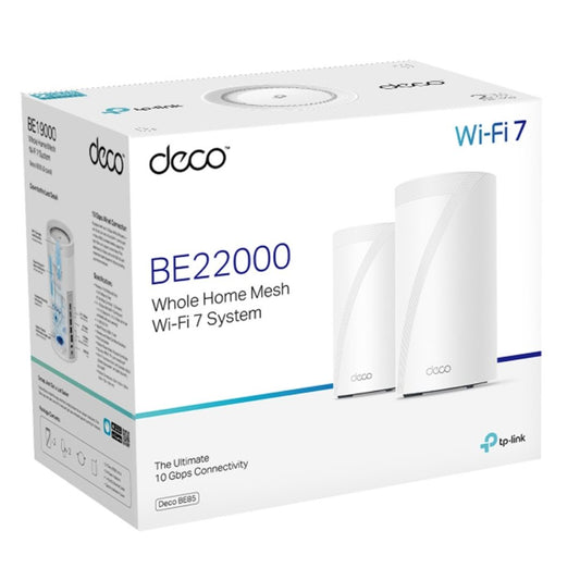 TP-Link Deco BE85(2-pack) BE22000 Tri-Band Whole Home Mesh Wi-Fi 7 System (WiFI7), 1376 Mbps at 2...