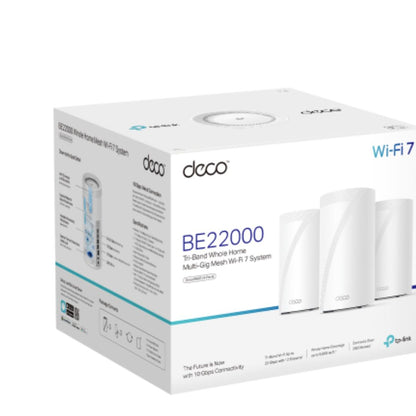 TP-Link Deco BE85(3-pack) BE22000 Tri-Band Whole Home Mesh Wi-Fi 7 System (WIFI7) 1376 Mbps at 2....