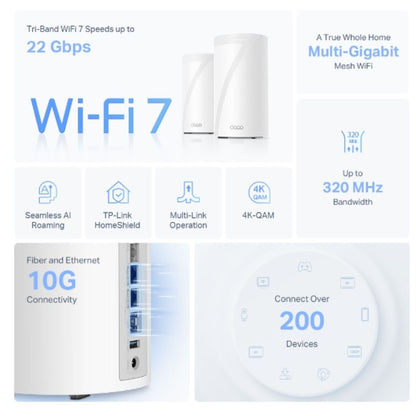TP-Link Deco BE85(3-pack) BE22000 Tri-Band Whole Home Mesh Wi-Fi 7 System (WIFI7) 1376 Mbps at 2.... - Image 3