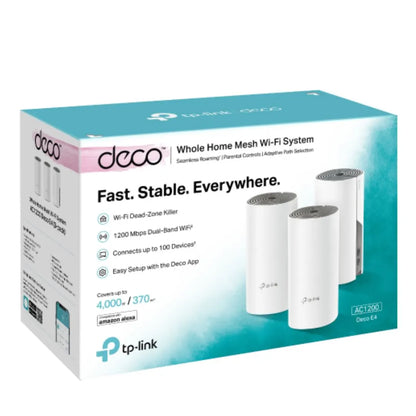 TP-Link Deco E4(3-pack) AC1200 Whole Home Mesh Wi-Fi (3-Pack), Dual-Band, Up to 1167 Mbps, Wirele...