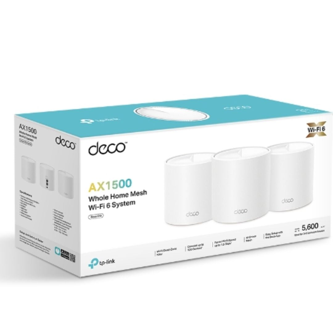 TP-Link Deco X1500(3-pack)  AX1500 Whole Home Mesh Wi-Fi 6 System, 300 Mbps at 2.4 GHz + 1201 Mbp...