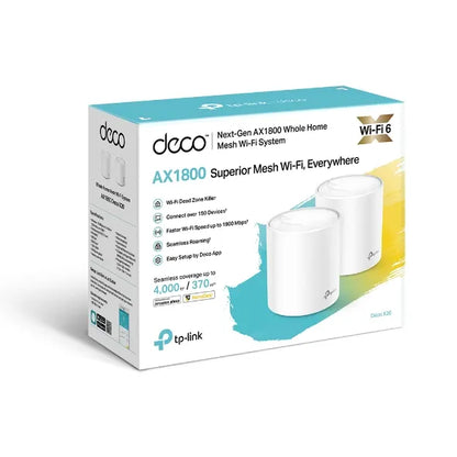 TP-Link Deco X20(2-pack) AX1800 Whole Home Mesh Wi-Fi 6 System, Up To 370 sqm Coverage, WIFI6, 12...