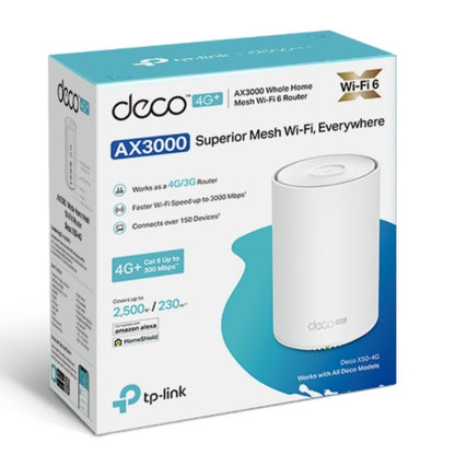 TP-Link Deco X50-4G(1-pack) 4G+ AX3000 Whole Home Mesh Wi-Fi 6 Router, Build-In 300Mbps 4G+ LTE A...