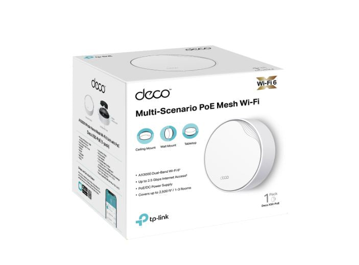 TP-Link Deco X50-PoE(1-pack) AX3000 Whole Home Mesh WiFi 6 System with PoE, 574 Mbps at 2.4 GHz +... - Image 2