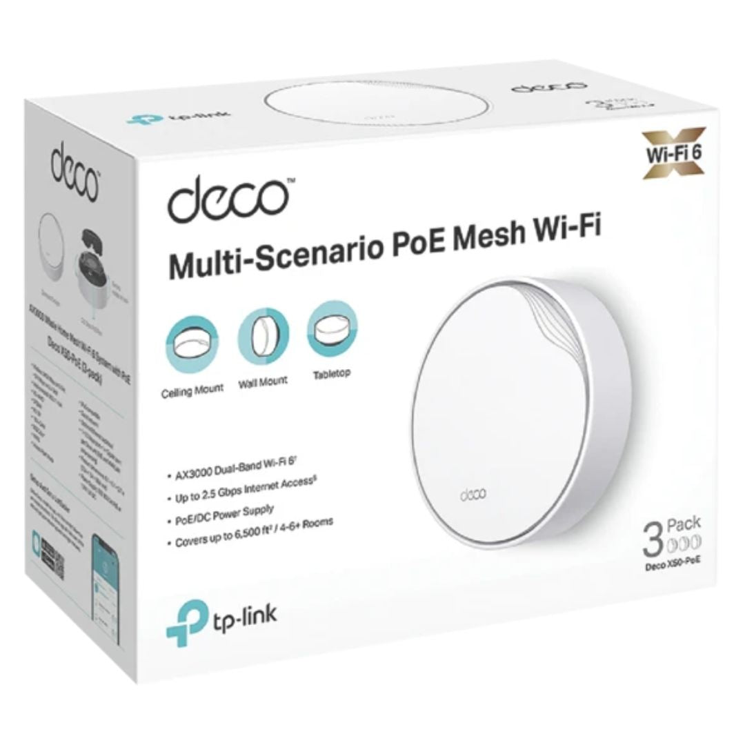 TP-Link Deco X50-PoE(3-pack) AX3000 Whole Home Mesh WiFi 6 System with PoE,  574 Mbps at 2.4 GHz... - Image 2