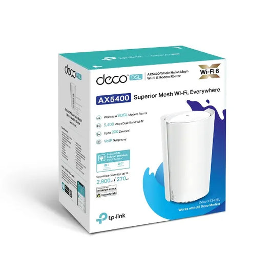 TP-Link Deco X73-DSL AX5400 VDSL Whole Home Mesh Wi-Fi 6 System, 270sqm Coverage For 1-3 Bedroom...