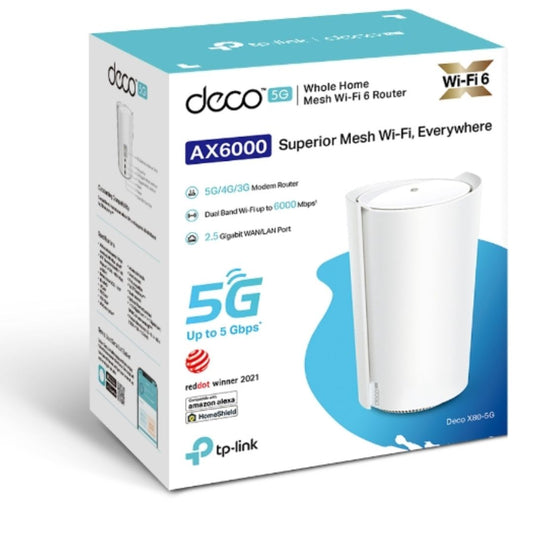 TP-Link Deco X80-5G(1-pack) 5G AX6000 Whole Home Wi-Fi 6 Gateway,  4804Mbps at 5 GHz + 1148Mbps a...