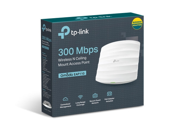 TP-Link EAP110 Omada 300Mbps Wireless N300 Ceiling Mount Access Point 1x1Gbps RJ45 PoE 1x Console...
