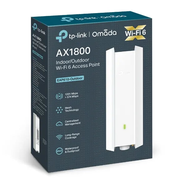 (E)(CH)TP-Link EAP610-Outdoor Omada AX1800 Indoor/Outdoor WiFi 6 Access Point, 1.8 Gbps, Long Ran...