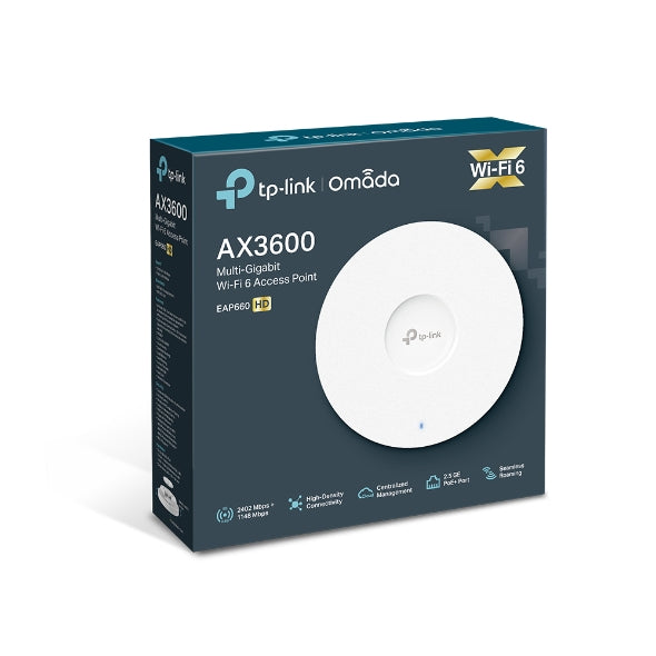 TP-Link EAP660 HD Omada AX3600 Wireless Dual Band Multi-Gigabit Ceiling Mount Access Point, 2402M...