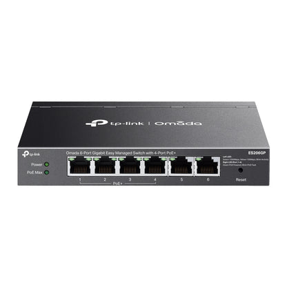 TP-Link ES206GP Omada 6-Port Gigabit Easy Managed Switch with 4-Port PoE+, Fast PoE, Perpetual Po...