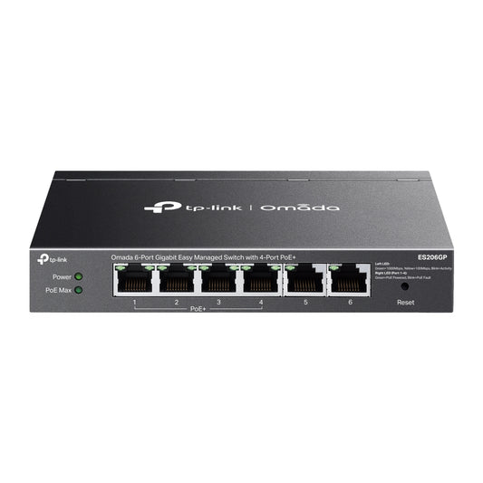 TP-Link ES206GP Omada 6-Port Gigabit Easy Managed Switch with 4-Port PoE+, Fast PoE, Perpetual Po...