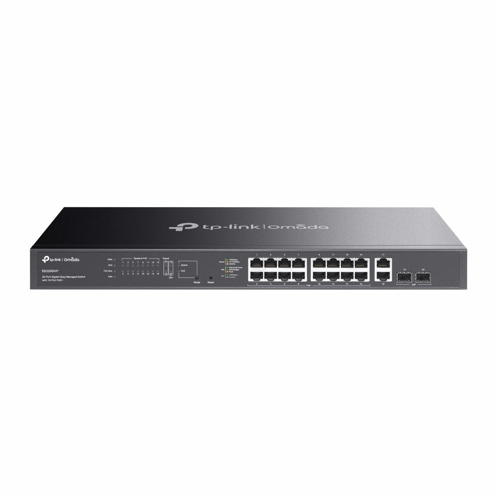 TP-Link ES220GMP Omada 20-Port Gigabit Easy Managed Switch with 16-Port PoE+,  Fast PoE, Perpetua...