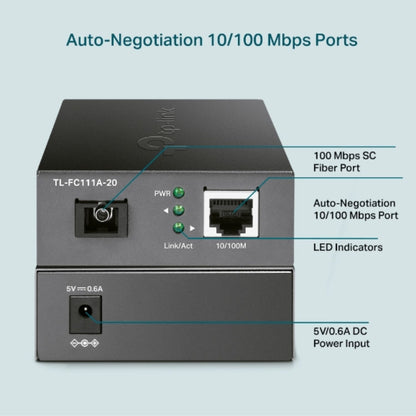 TP-Link TL-FC111A-20 10/100 Mbps WDM Media Converter - IEEE 802.3u 1550nm 20KM (Compatible with T... - Image 3
