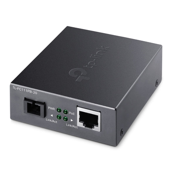 TP-Link TL-FC111PB-20 10/100Mbps WDM Media Converter with 1-Port PoE - IEEE 802.3u, 20KM, 1310 nm...