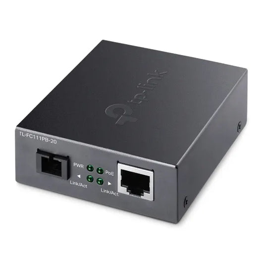 TP-Link TL-FC111PB-20 10/100Mbps WDM Media Converter with 1-Port PoE - IEEE 802.3u, 20KM, 1310 nm...