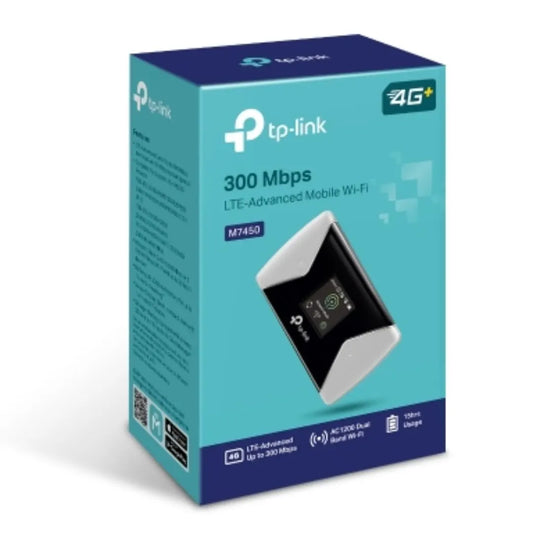 (E)TP-Link M7450 4G-LTE Mobile Wi-Fi 300Mbps DL 50Mbps UL 4G SIM Card + microSD Slot 3000mAh 15hr...