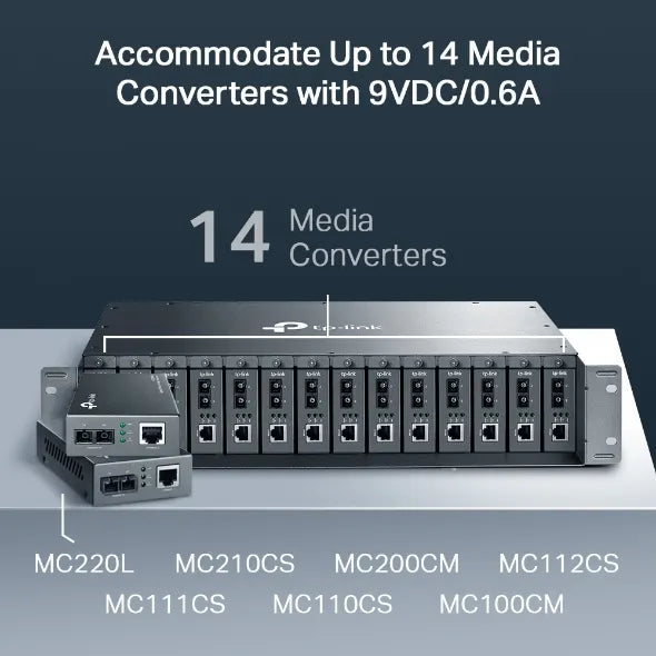 TP-Link MC1400 19' 2U Rackmount Chassis for 14-Slot Media Converters, Redundant Power Supply, Hot... - Image 3