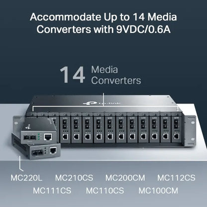 TP-Link MC1400 19' 2U Rackmount Chassis for 14-Slot Media Converters, Redundant Power Supply, Hot... - Image 3