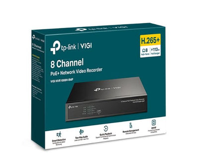 TP-Link VIGI NVR1008H-8MP 8 Channel PoE+ Network Video Recorder, 113W PoE Budget, H.265+, 4K Vide...