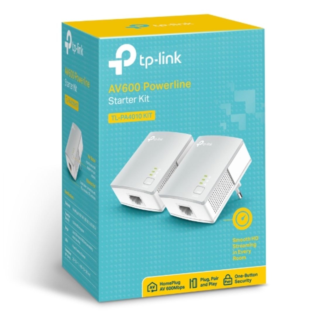 TP-Link TL-PA4010 KIT AV600 Powerline Ethernet Adapter Starter Kit 600Mbps HomePlug AV 1xLAN Port...