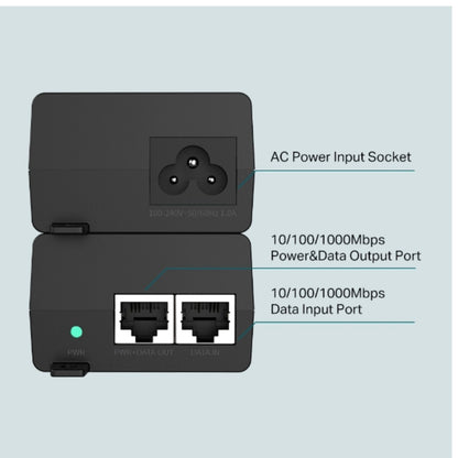 TP-Link TL-POE160S Omada PoE+ Injector, 2 Gigabit Ports, 802.3af/at, Integrated Power Supply, Wall Mountable, Plug  Play