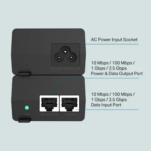 TP-Link TL-POE260S 2.5G PoE+ Injector, 1× 2.5G PoE Port, 1× 2.5G Non-PoE Port, Data and Power Car... - Image 4