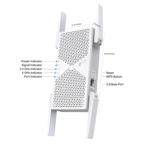 TP-Link RE405BE BE6500 Dual-Band Wi-Fi 7 Range Extender with BE6500 speeds, MLO, 160MHz, 4× anten... - Image 2