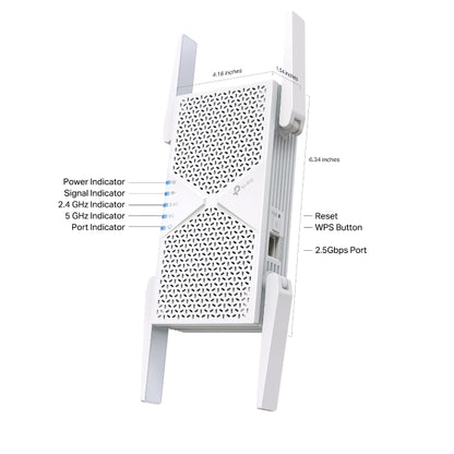 TP-Link RE405BE BE6500 Dual-Band Wi-Fi 7 Range Extender with BE6500 speeds, MLO, 160MHz, 4× anten... - Image 2