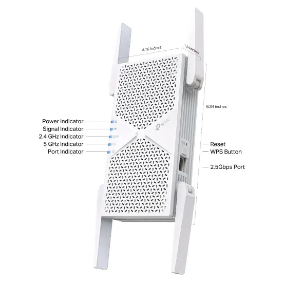 TP-Link RE405BE BE6500 Dual-Band Wi-Fi 7 Range Extender with BE6500 speeds, MLO, 160MHz, 4× anten... - Image 2