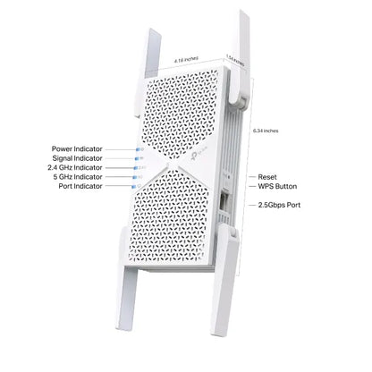 TP-Link RE405BE BE6500 Dual-Band Wi-Fi 7 Range Extender with BE6500 speeds, MLO, 160MHz, 4× anten... - Image 2
