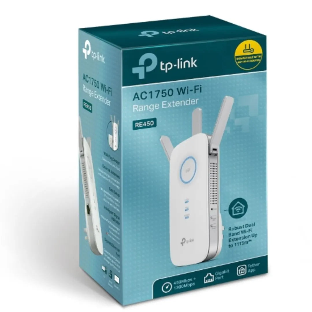 TP-Link RE450 AC1750 1750Mbps Wi-Fi Range Extender 450Mbps@2.4GHz 1300Mbps@5GHz 1Gbps LAN Port 3x...