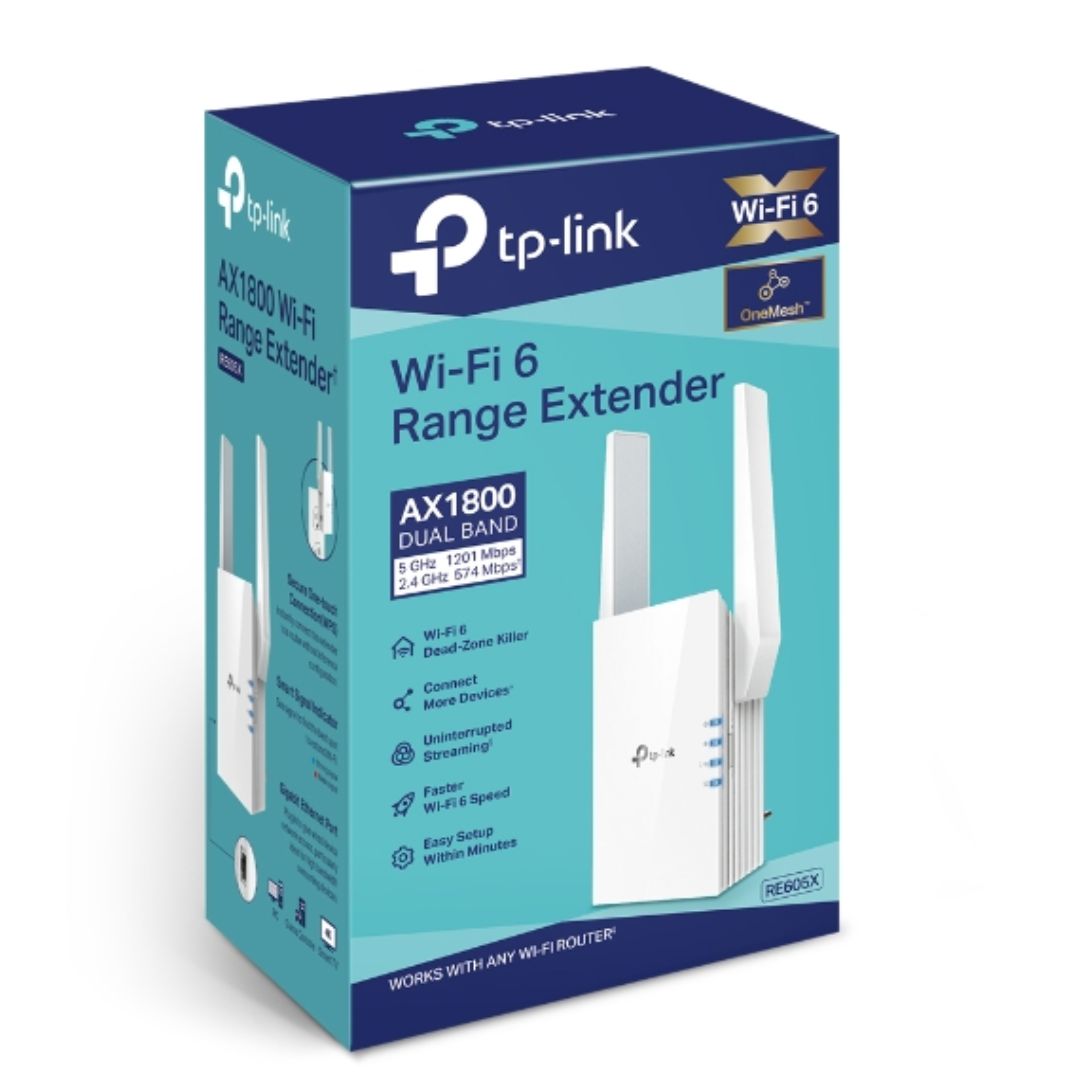 TP-Link RE605X AX1800 Wi-Fi Range Extender 574Mbps@2.4GHz 1201Mbps@5GHz  1x1GBps WPS 2xAntenna 2x...
