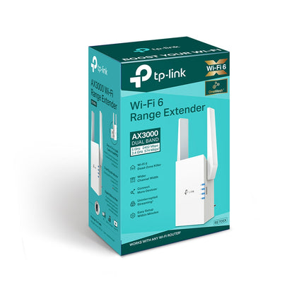 TP-Link RE705X AX3000 Mesh WiFi 6 Extender 574Mbps@2.4GHz 2402Mbps@5GHz, 1x Gigabit Ethernet Port...