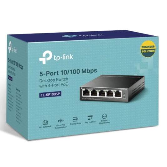(CH)TP-Link TL-SF1005P 5-Port 10/100Mbps Desktop Switch with 4-Port PoE 67W IEEE 802.3af complian...