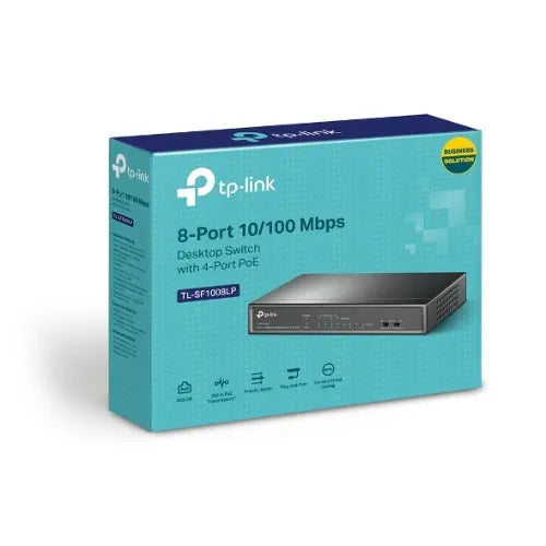 (E)TP-Link TL-SF1008LP 8-Port 10/100Mbps Desktop Switch with 4-Port PoE, Up To 41W For all PoE Po...