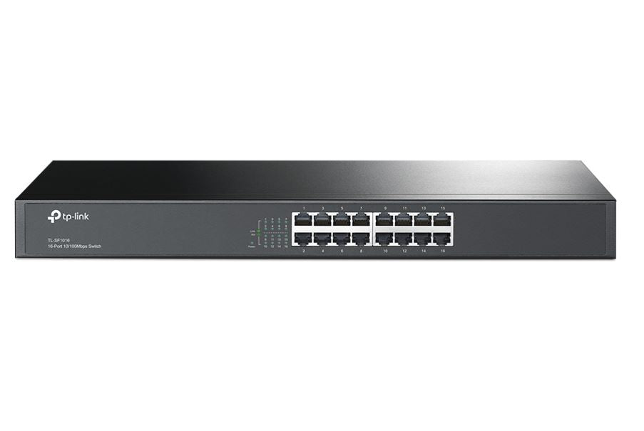 TP-Link TL-SF1016 16-port 10/100M Switch, 16 10/100M RJ45 ports, 1U 19-inch rack-mountable steel...
