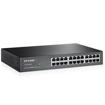 TP-Link TL-SF1024D 24-Port 10/100Mbps Rackmount Unmanaged Switch energy-efficient Supports MAC 13-inch Desktop steel case 4.8 Gbps Switching Cap