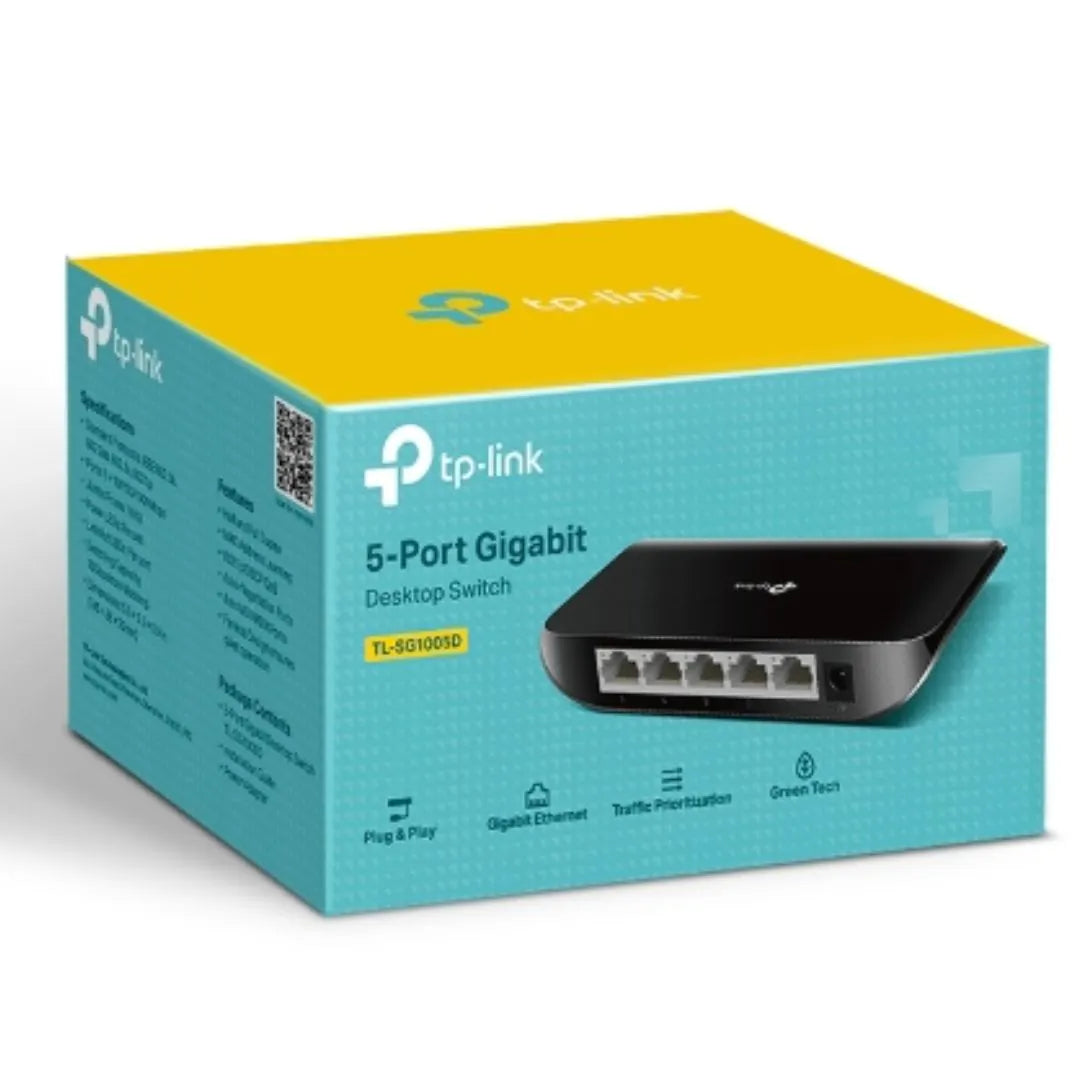 TP-Link TL-SG1005D 5-port Desktop Gigabit Switch, 5 10/100/1000M RJ45 ports, plastic case,Support...