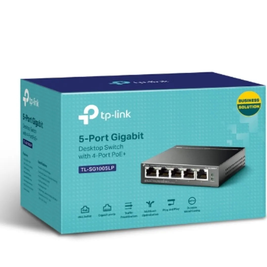 TP-Link TL-SG1005LP 5-Port Gigabit Desktop Switch with 4-Port PoE+, Up To 40W For all PoE Ports,...